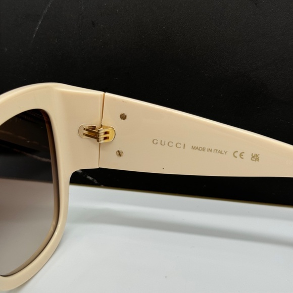 NEW GG1407S 004 GUCCI SQUARE IVORY BROWN WOMEN SUNGLASSES GUCCI - Picture 11 of 14